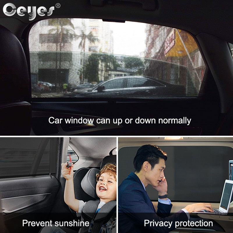 2PCS Car Side Window Sun Shades – UV Protection Mesh Curtains