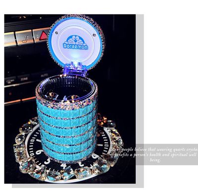 Cute LED Car Ashtray – Crystal Diamond Hello Kitty Style Cup Holder