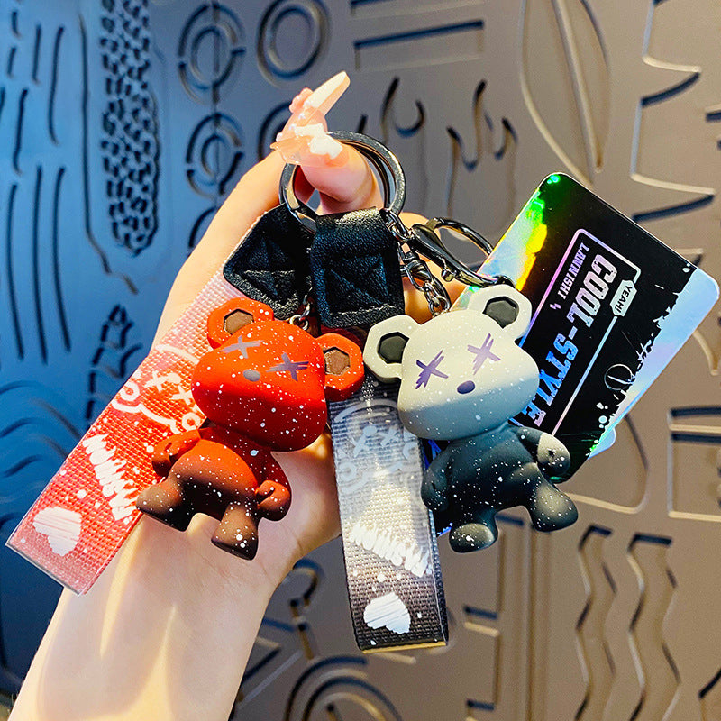 Gradient Chameleon Bear Keychain – Cute Bag & Car Pendant