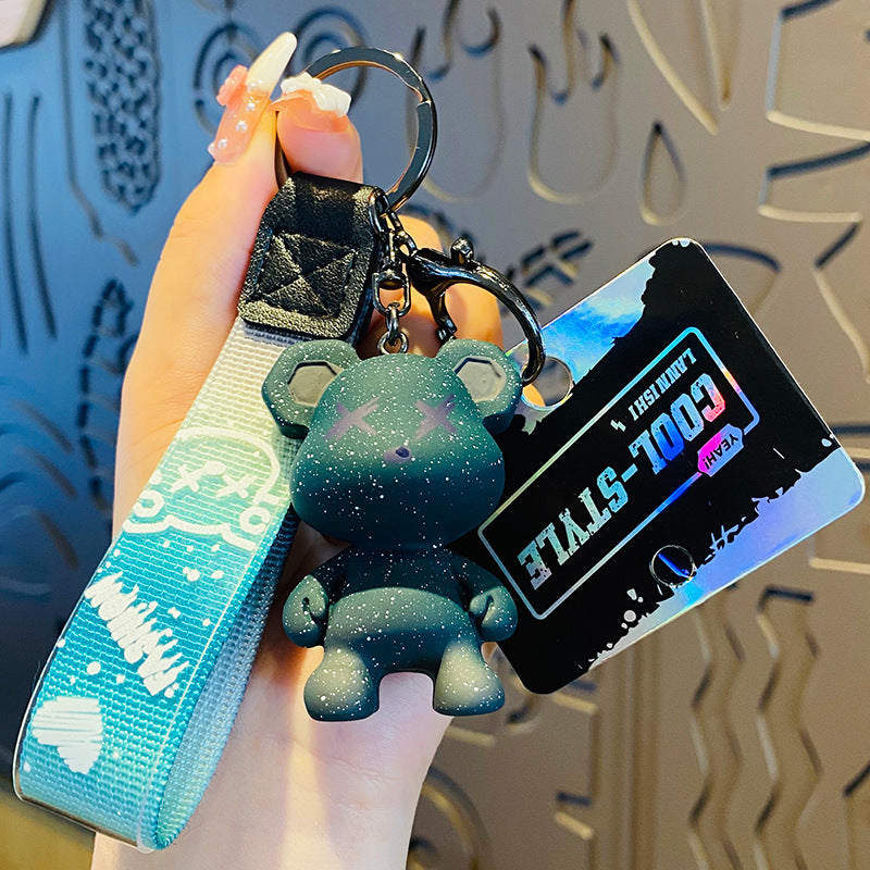 Gradient Chameleon Bear Keychain – Cute Bag & Car Pendant