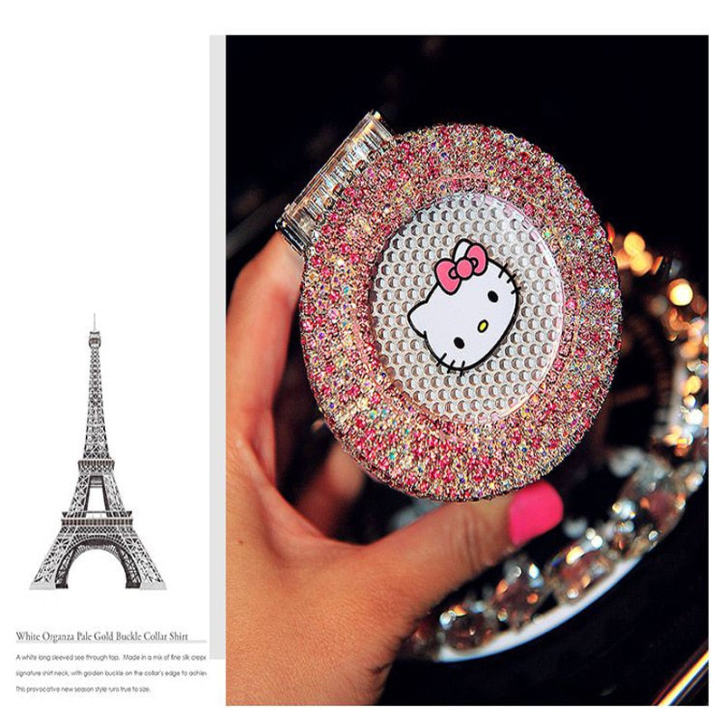 Cute LED Car Ashtray – Crystal Diamond Hello Kitty Style Cup Holder