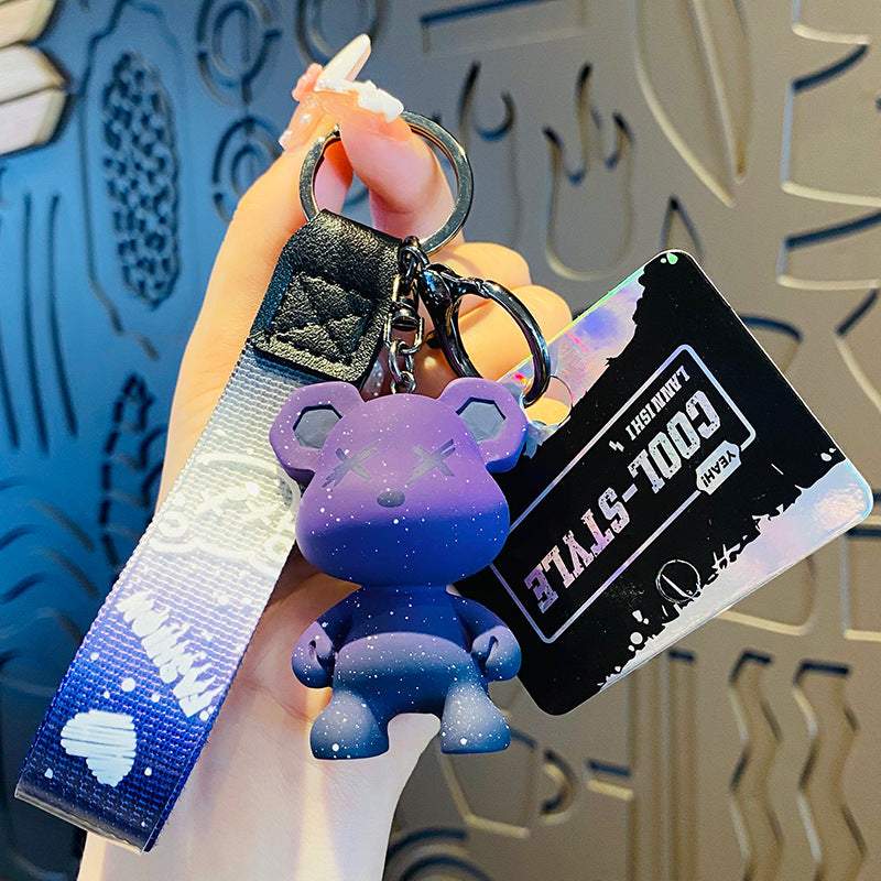 Gradient Chameleon Bear Keychain – Cute Bag & Car Pendant