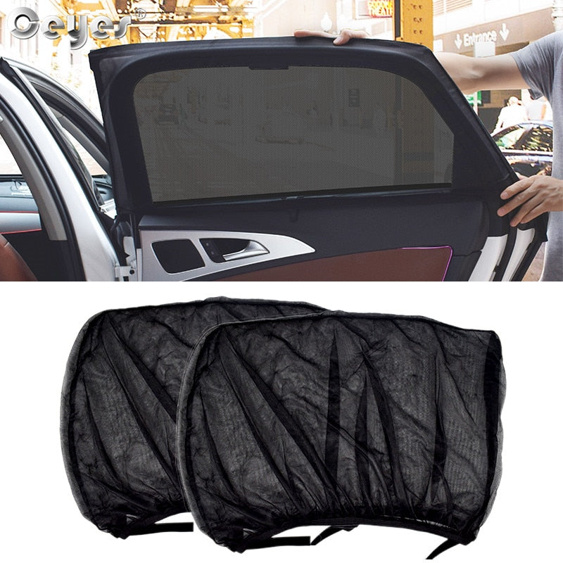 2PCS Car Side Window Sun Shades – UV Protection Mesh Curtains