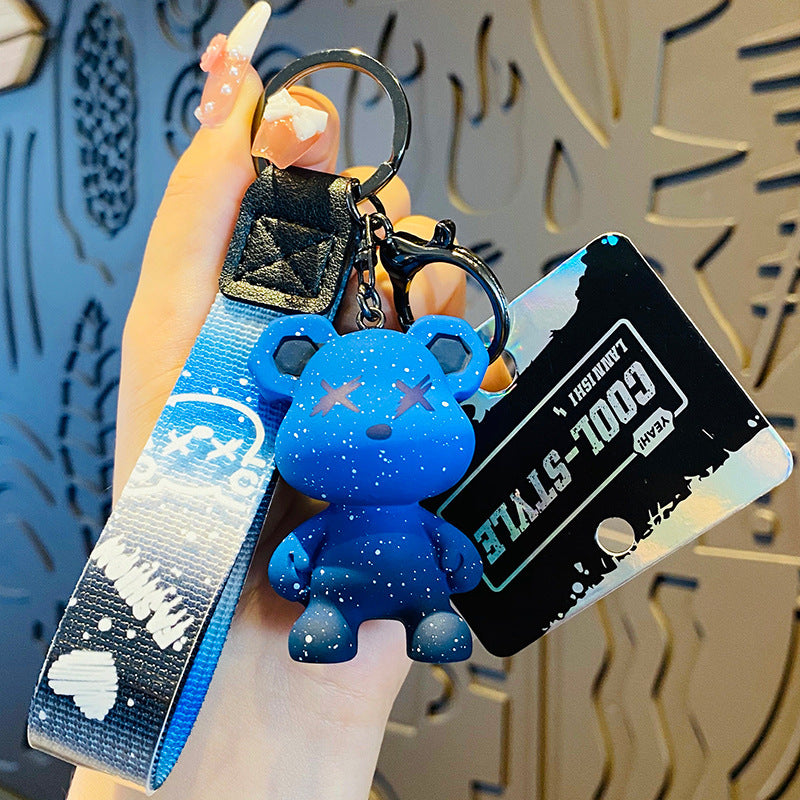 Gradient Chameleon Bear Keychain – Cute Bag & Car Pendant