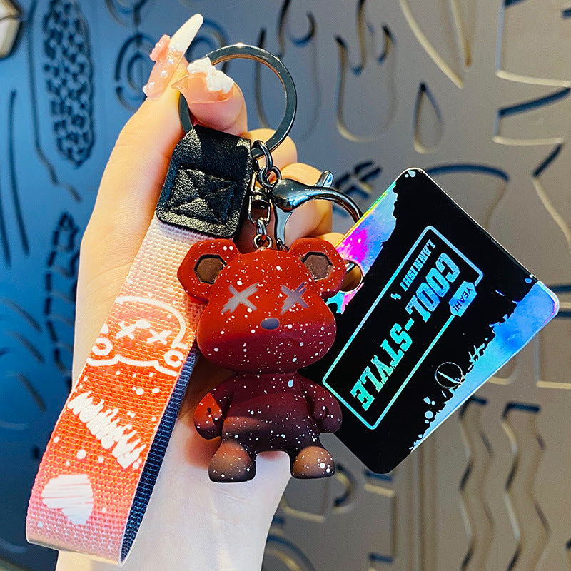Gradient Chameleon Bear Keychain – Cute Bag & Car Pendant